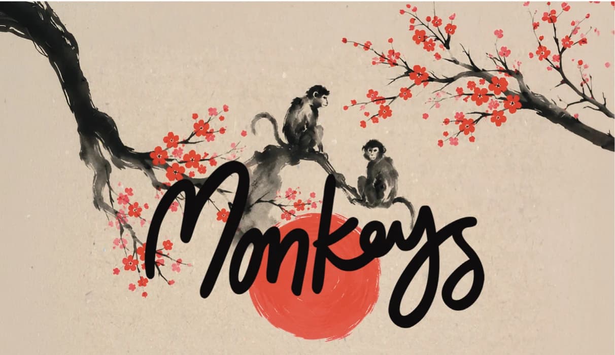 Monkeys — cherry blossoms and monkeys